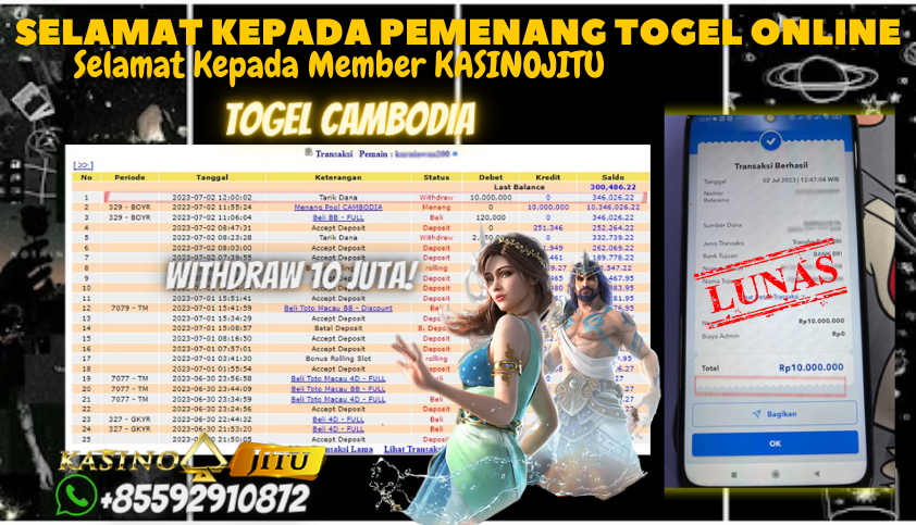 Bukti JP Togel Online KasinoJitu - Togel Cambodia